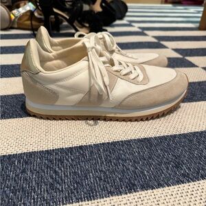 J. Crew Cream and Tan Sneakers